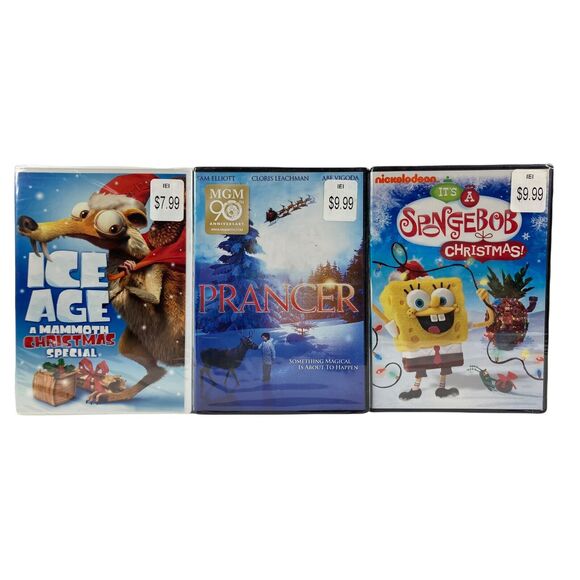 3-PACK Ice Age, Prancer, Spongebob Christmas Holiday DVD Bundle Family SEALED - Picture 2 of 11